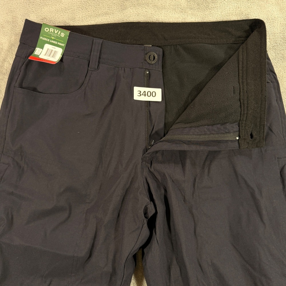 Orvis Fleece Lined Pant Men 34x32 Black Classic Collection Outdoor 1525909